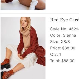 Free People Red Eye Cardi